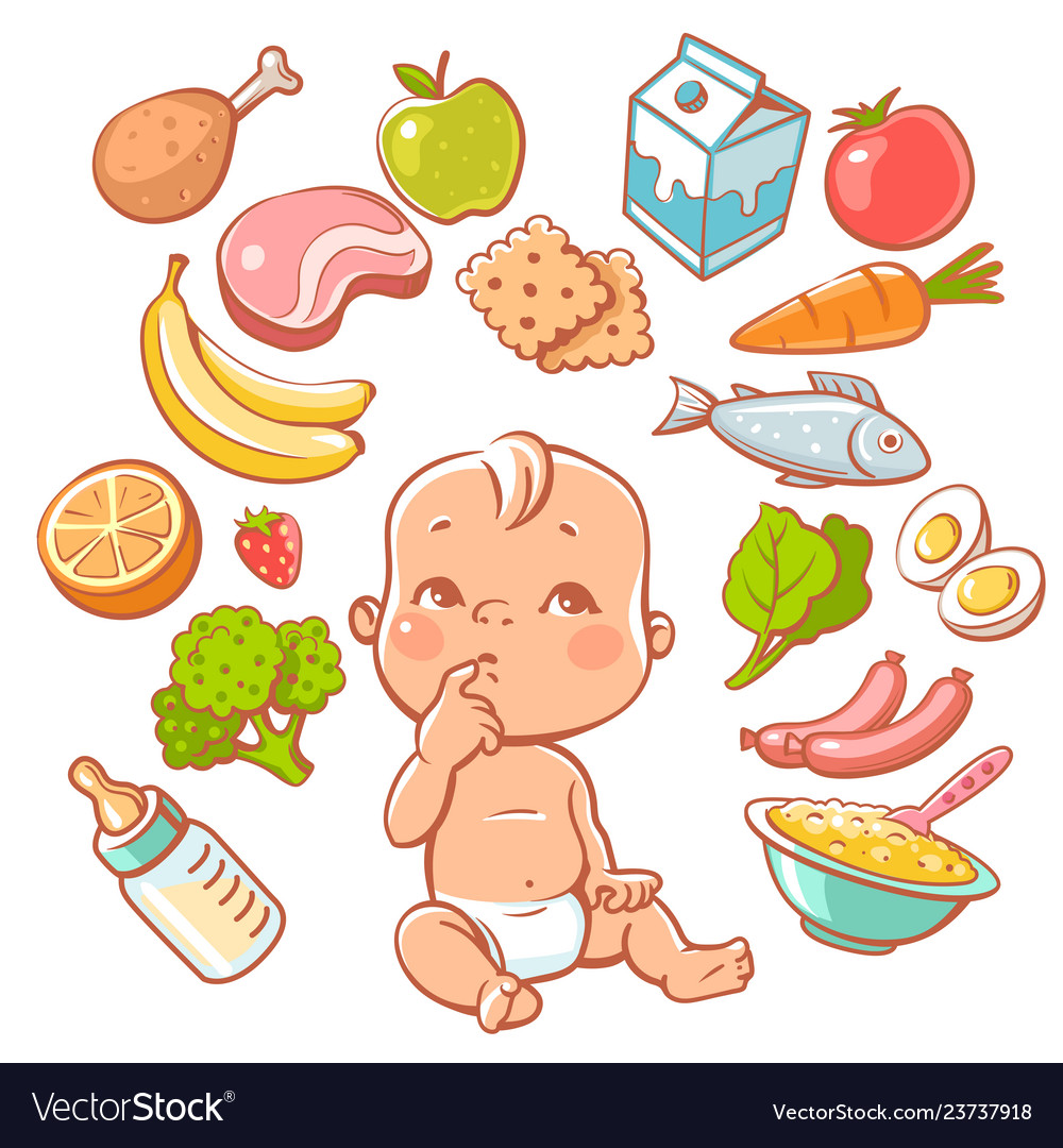 Cute little baby and food
